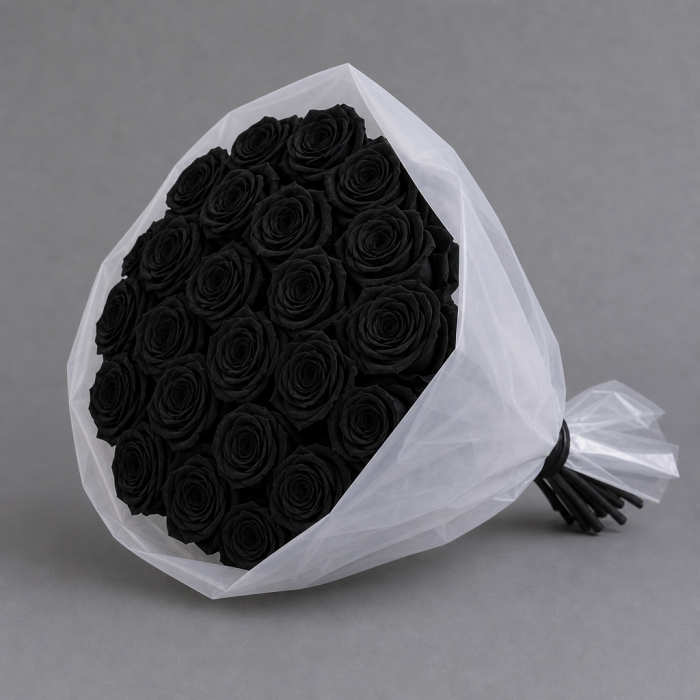 Букет 25 чёрных роз